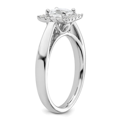 14K Weißgold Princess Heiligenschein Synthetisch Diamant Verlobungsring