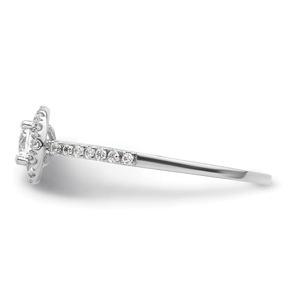 14K Weißgold Rund Heiligenschein Synthetisch Diamant Verlobungsring