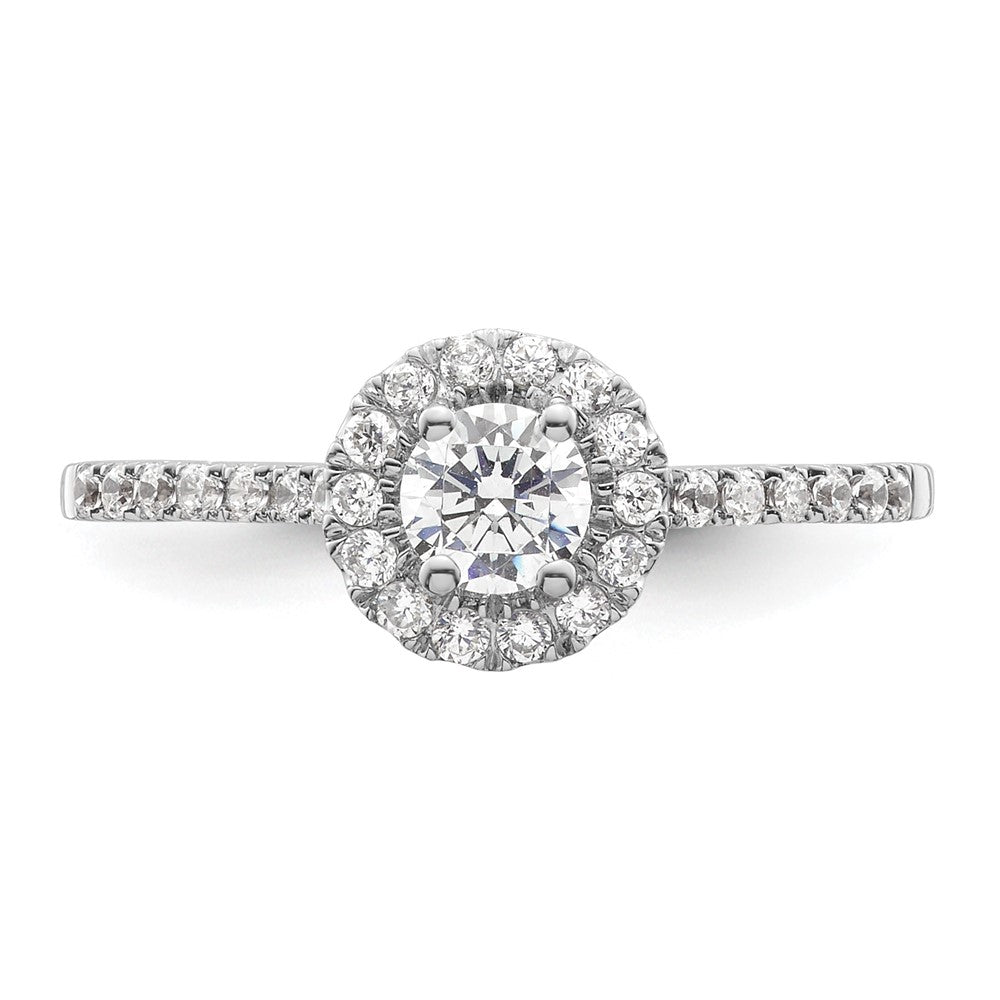 14K Weißgold Rund Heiligenschein Synthetisch Diamant Verlobungsring