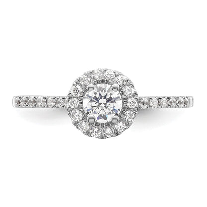 14K Weißgold Rund Heiligenschein Synthetisch Diamant Verlobungsring