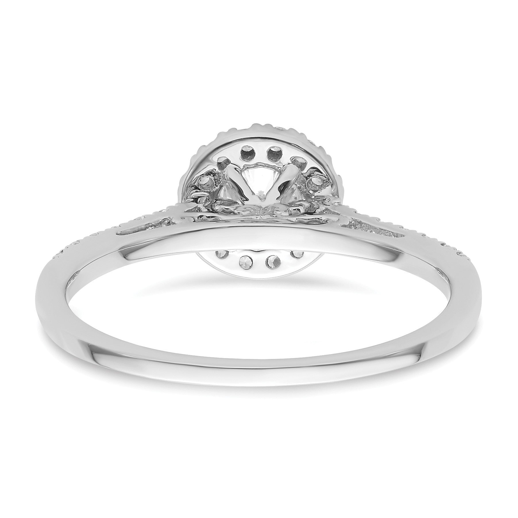 14K Weißgold Rund Heiligenschein Synthetisch Diamant Verlobungsring