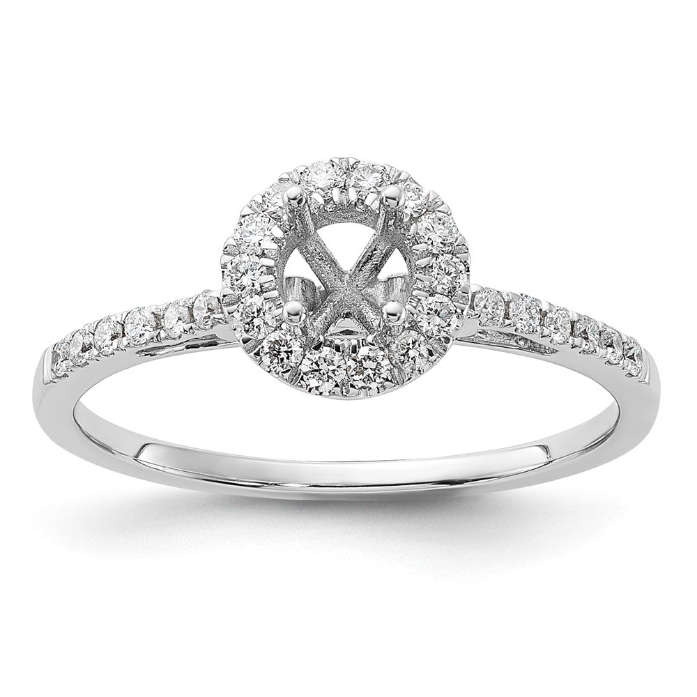 14K Weißgold Rund Heiligenschein Synthetisch Diamant Verlobungsring