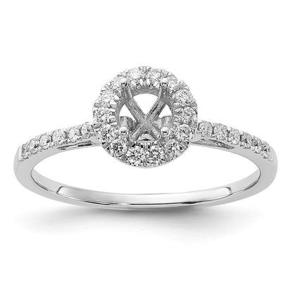 14K Weißgold Rund Heiligenschein Synthetisch Diamant Verlobungsring