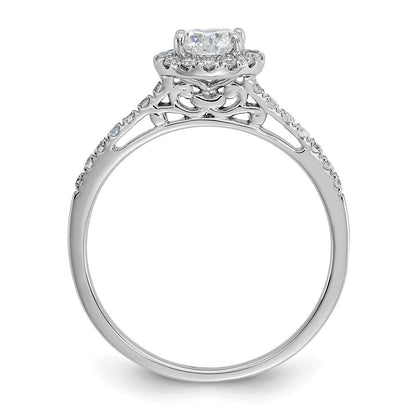 14K Weißgold Verlobungsring mit Halo-Fassung, 0,75 ct. Laborgezüchteten Diamanten, VS/SI+ G+, komplett, Größe 5