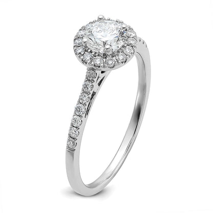 14K Weißgold Verlobungsring mit 0,75 ct. Laborgezüchteten Diamanten VS/SI+ G+ in Halo-Fassung