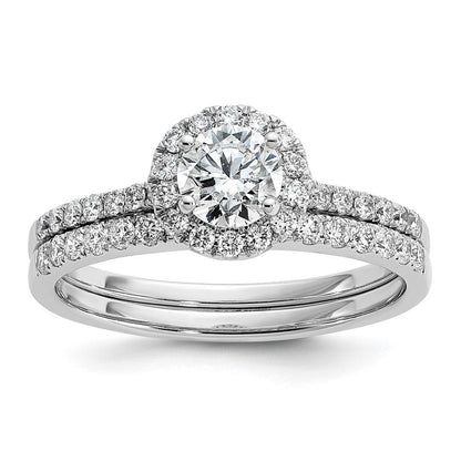 14K Weißgold Verlobungsring mit 0,75 ct. Laborgezüchteten Diamanten VS/SI+ G+ in Halo-Fassung