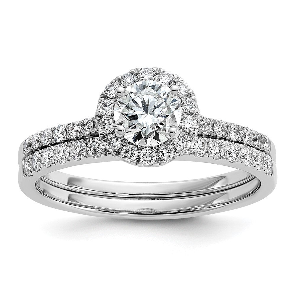 14K Weißgold 0,75 ct. Laborgezüchteter Diamant VS/SI+ G+ Halo-Verlobungsring