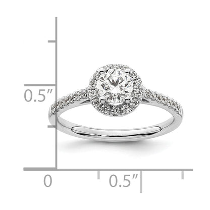 14K Weißgold Verlobungsring mit Halo-Fassung, 0,75 ct. Laborgezüchteten Diamanten, VS/SI+ G+, komplett, Größe 5