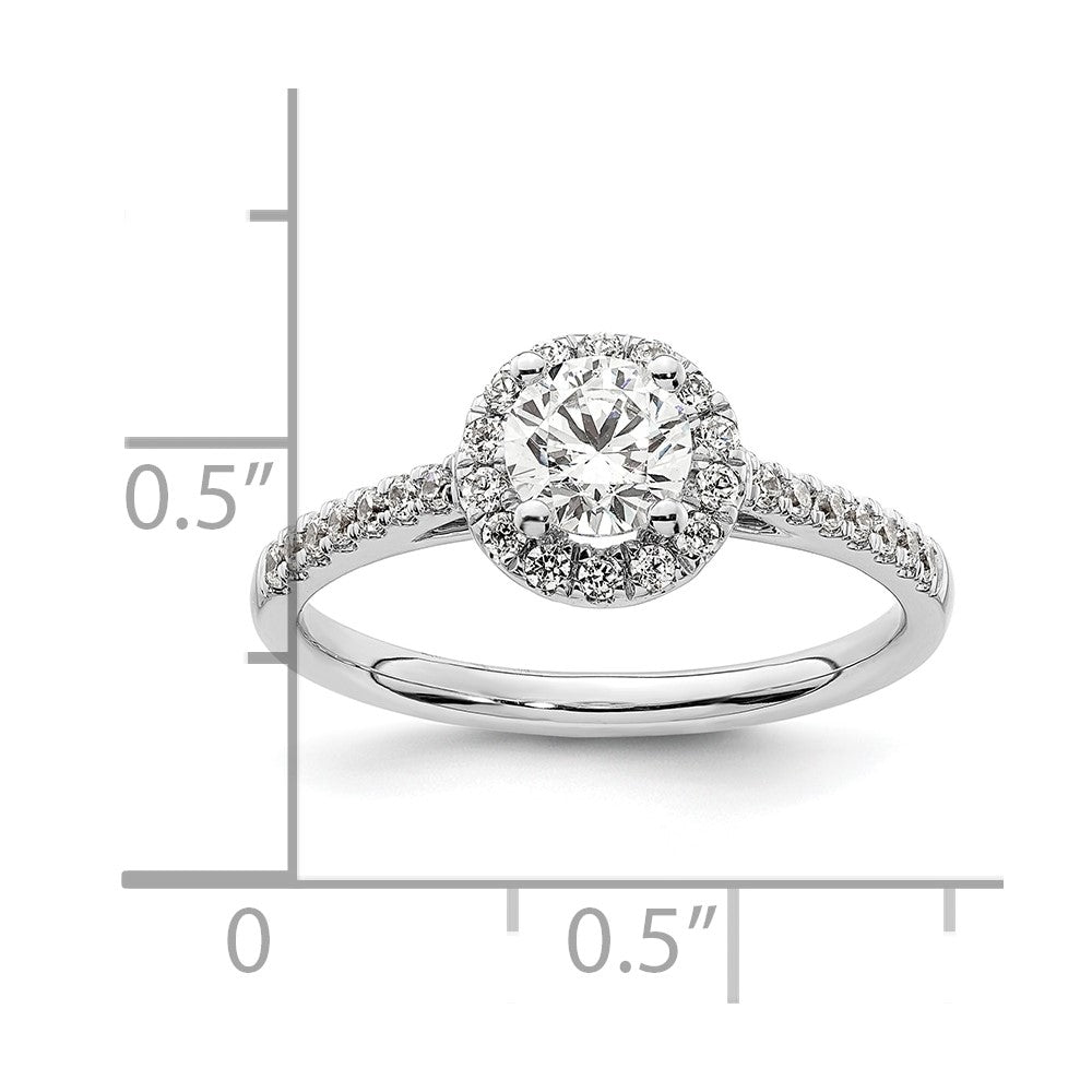 14K Weißgold Halo-Verlobungsring mit 0,75 ct. Labordiamant VS/SI+ G+