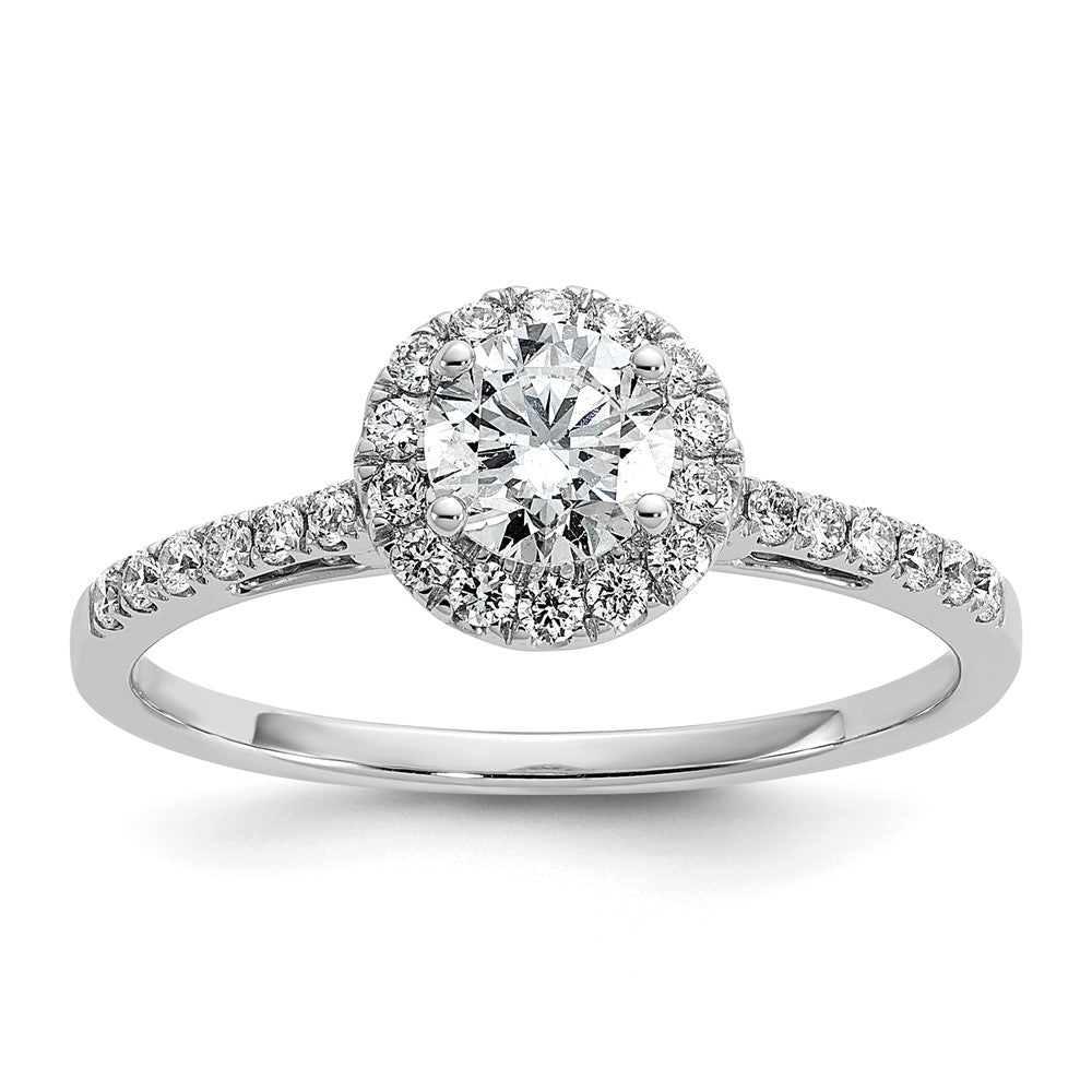 14K Weißgold Verlobungsring mit 0,75 ct. Laborgezüchteten Diamanten VS/SI+ G+ in Halo-Fassung