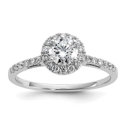 14K Weißgold 0,75 ct. Laborgezüchteter Diamant VS/SI+ G+ Halo-Verlobungsring