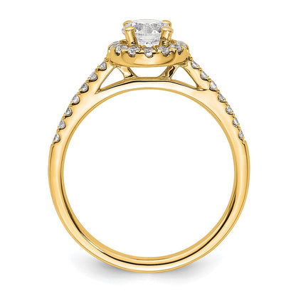14K Gelbgold Verlobungsring mit Halo und 0,75 ct. Labor-gezüchteten Diamanten VS/SI+ G+