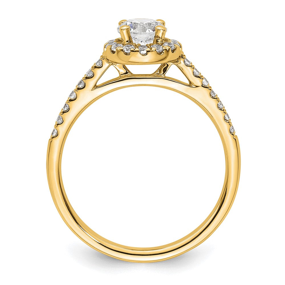 14K Gelbgold Verlobungsring mit Halo und 0,75 ct. Labor gezüchteten Diamanten VS/SI+ G+
