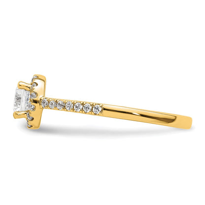 14K Gelbgold Verlobungsring mit Halo und 0,75 ct. Labor-gezüchteten Diamanten VS/SI+ G+