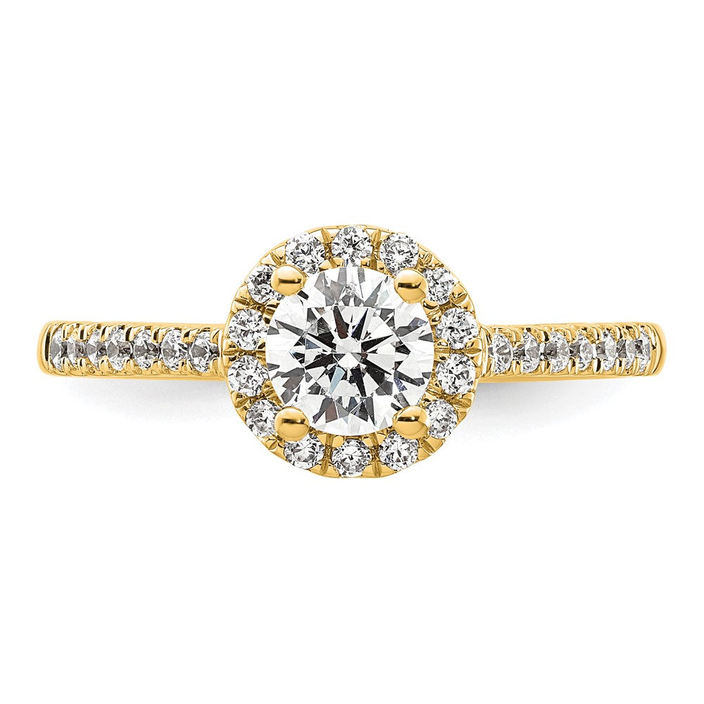 14K Gelbgold Verlobungsring mit Halo und 0,75 ct. Labor-gezüchteten Diamanten VS/SI+ G+