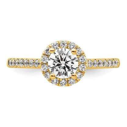 14K Gelbgold Verlobungsring mit Halo und 0,75 ct. Labor gezüchteten Diamanten VS/SI+ G+