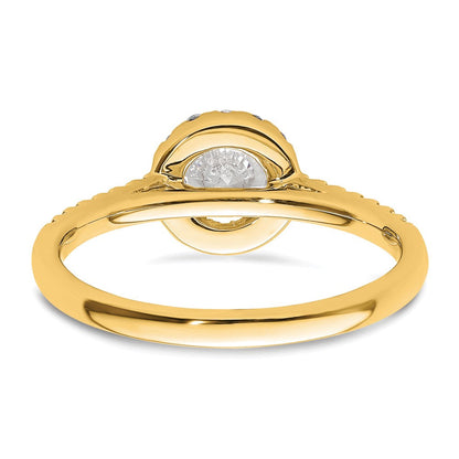 14K Gelbgold Verlobungsring mit Halo und 0,75 ct. Labor gezüchteten Diamanten VS/SI+ G+