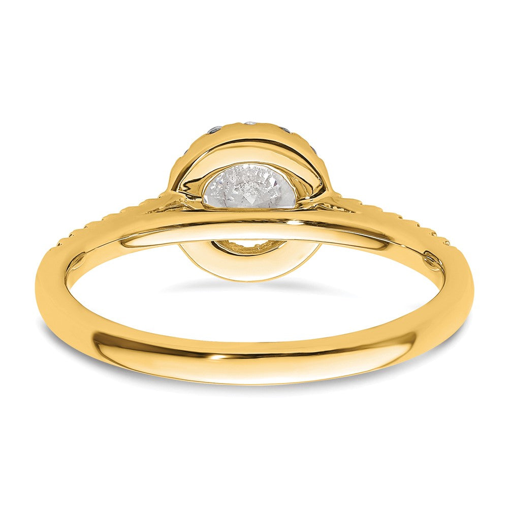 14K Gelbgold Verlobungsring mit Halo und 0,75 ct. Labor-gezüchteten Diamanten VS/SI+ G+