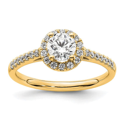 14K Gelbgold Verlobungsring mit Halo und 0,75 ct. Labor-gezüchteten Diamanten VS/SI+ G+