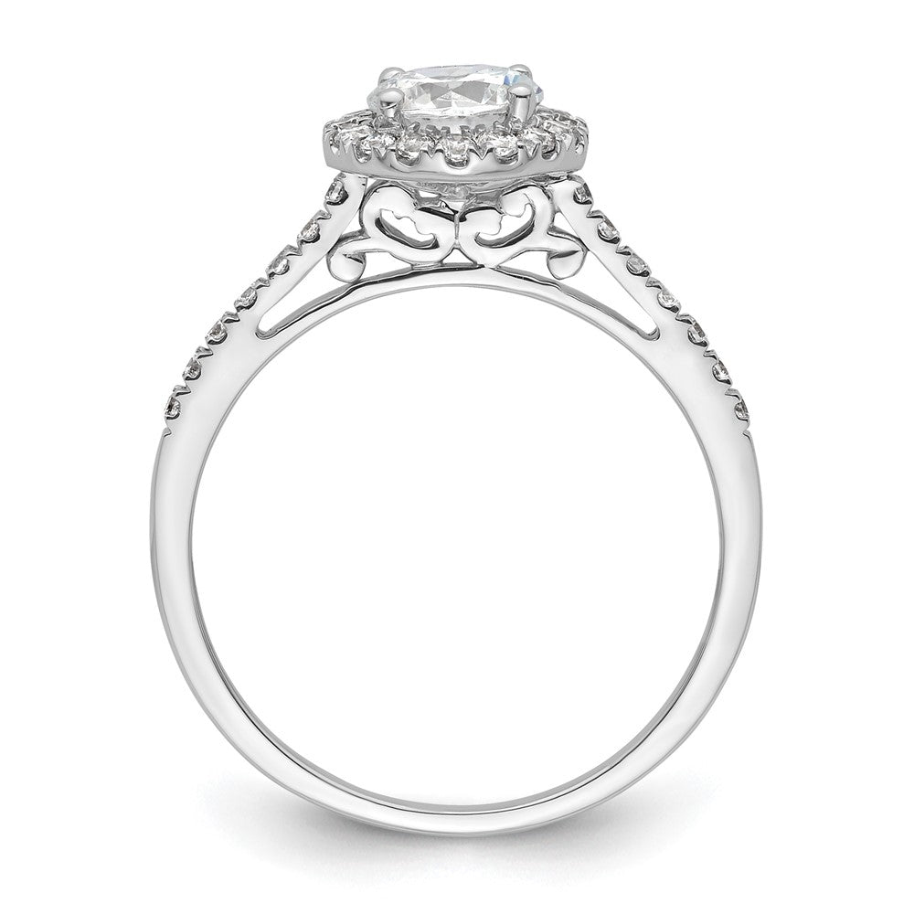 14K Weißgold Verlobungsring mit 0,75 ct. Center und Halo, 0,25 ct. gezüchteten Diamanten VS/SI+ G+