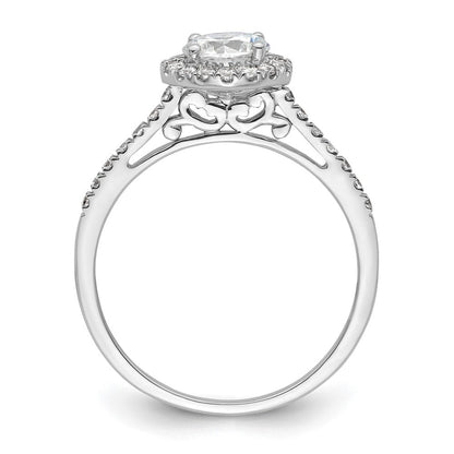 14K Weißgold Verlobungsring mit 0,75 ct. Center und Halo, 0,25 ct. gezüchteten Diamanten VS/SI+ G+
