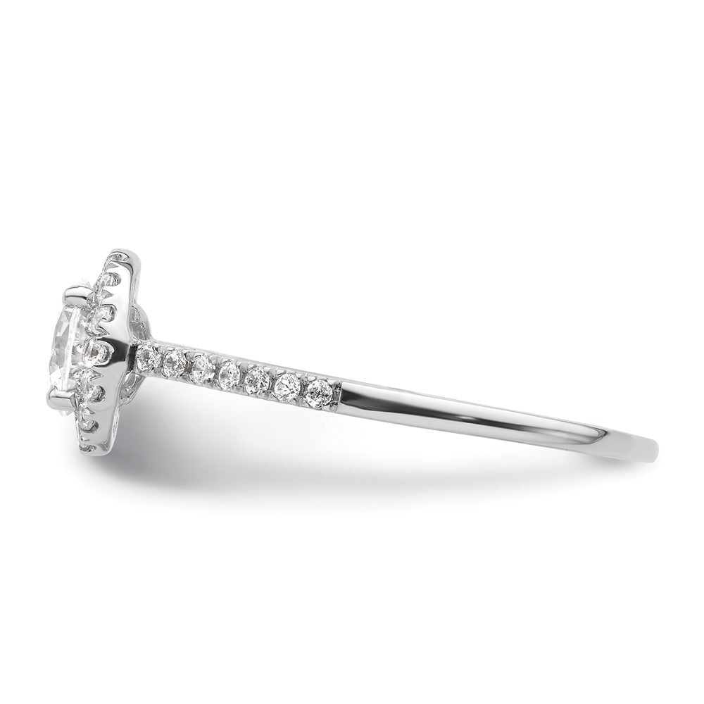 14K Weißgold Verlobungsring mit 0,75 ct. Center und Halo, 0,25 ct. gezüchteten Diamanten VS/SI+ G+