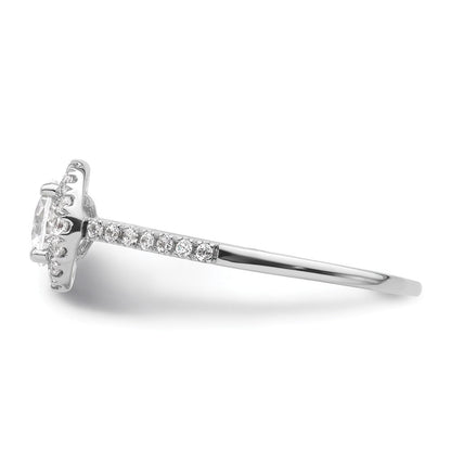 14K Weißgold Verlobungsring mit 0,75 ct. Center und Halo, 0,25 ct. gezüchteten Diamanten VS/SI+ G+