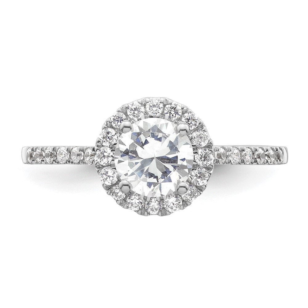 14K Weißgold Verlobungsring mit 0,75 ct. Center und Halo, 0,25 ct. gezüchteten Diamanten VS/SI+ G+