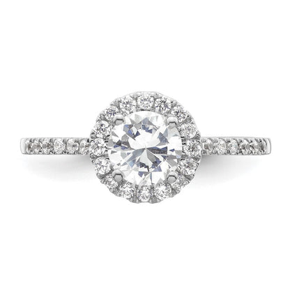 14K Weißgold Verlobungsring mit 0,75 ct. Center und Halo, 0,25 ct. gezüchteten Diamanten VS/SI+ G+