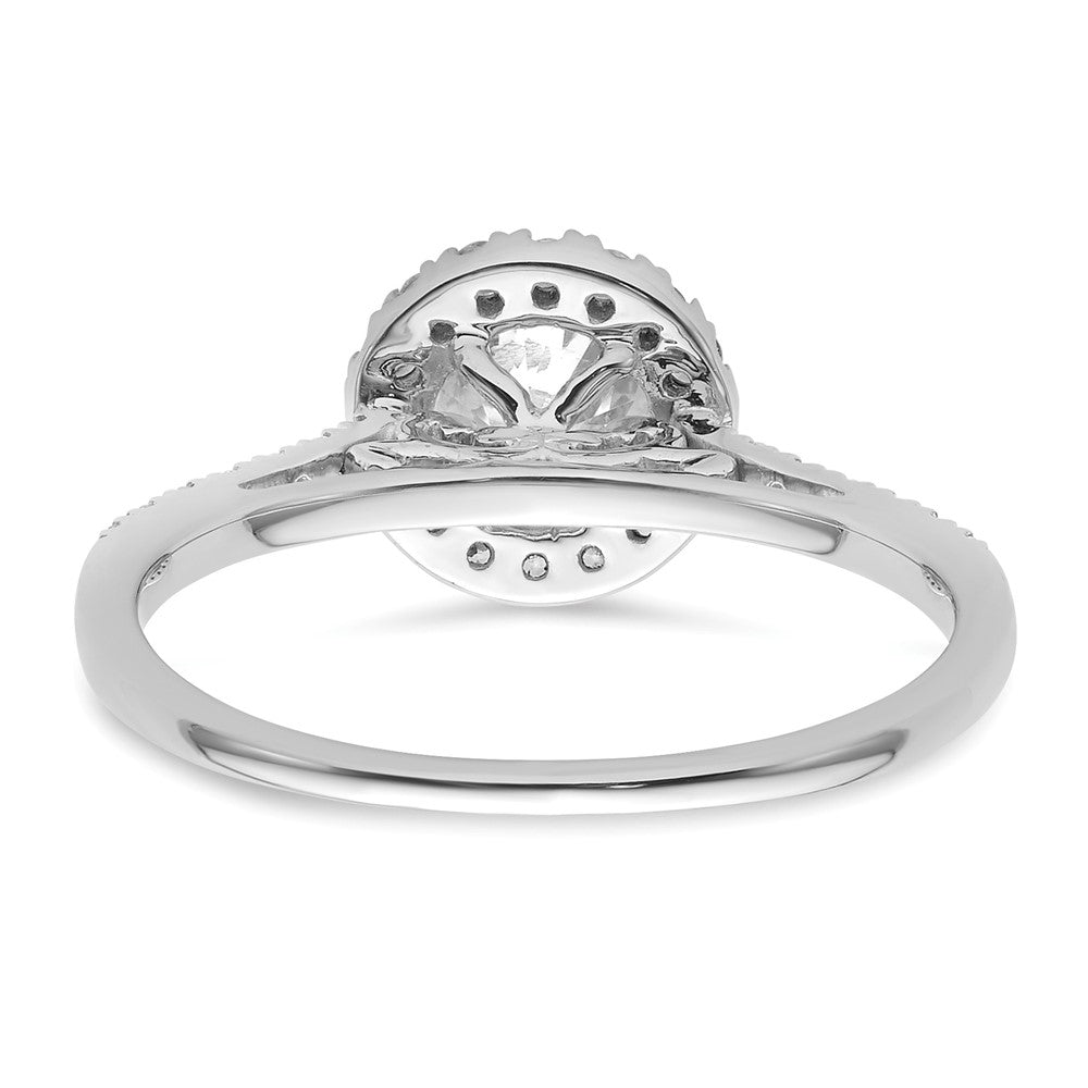 14K Weißgold Verlobungsring mit 0,75 ct. Center und Halo, 0,25 ct. gezüchteten Diamanten VS/SI+ G+
