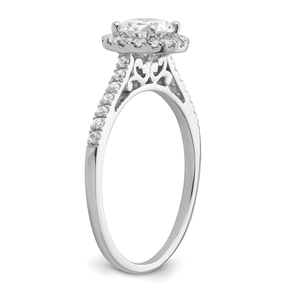 14K Weißgold Verlobungsring mit 0,75 ct. Center und Halo, 0,25 ct. gezüchteten Diamanten VS/SI+ G+