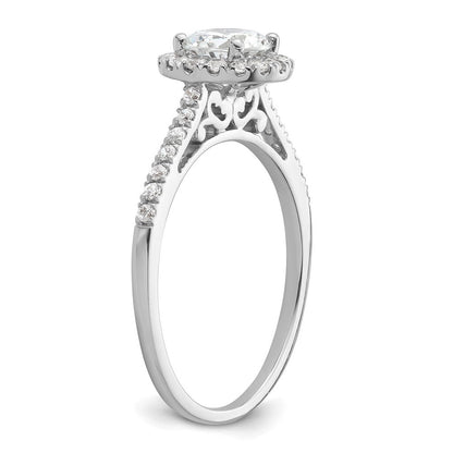 14K Weißgold Verlobungsring mit 0,75 ct. Center und Halo, 0,25 ct. gezüchteten Diamanten VS/SI+ G+
