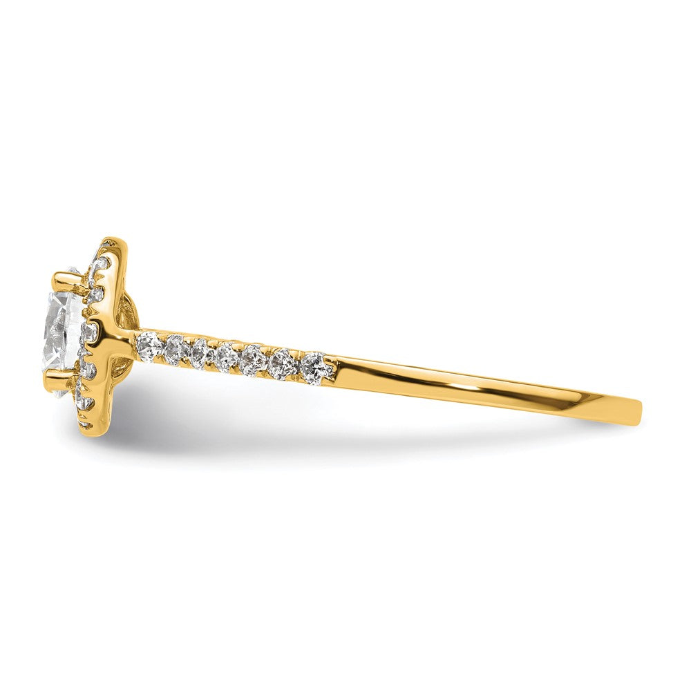 14K Gelbgold Verlobungsring mit Halo-Fassung, Semi-Mount, 0,25 ct. Laborgezüchteter Diamant VS/SI+ G+, Mittelstein 0,75 ct