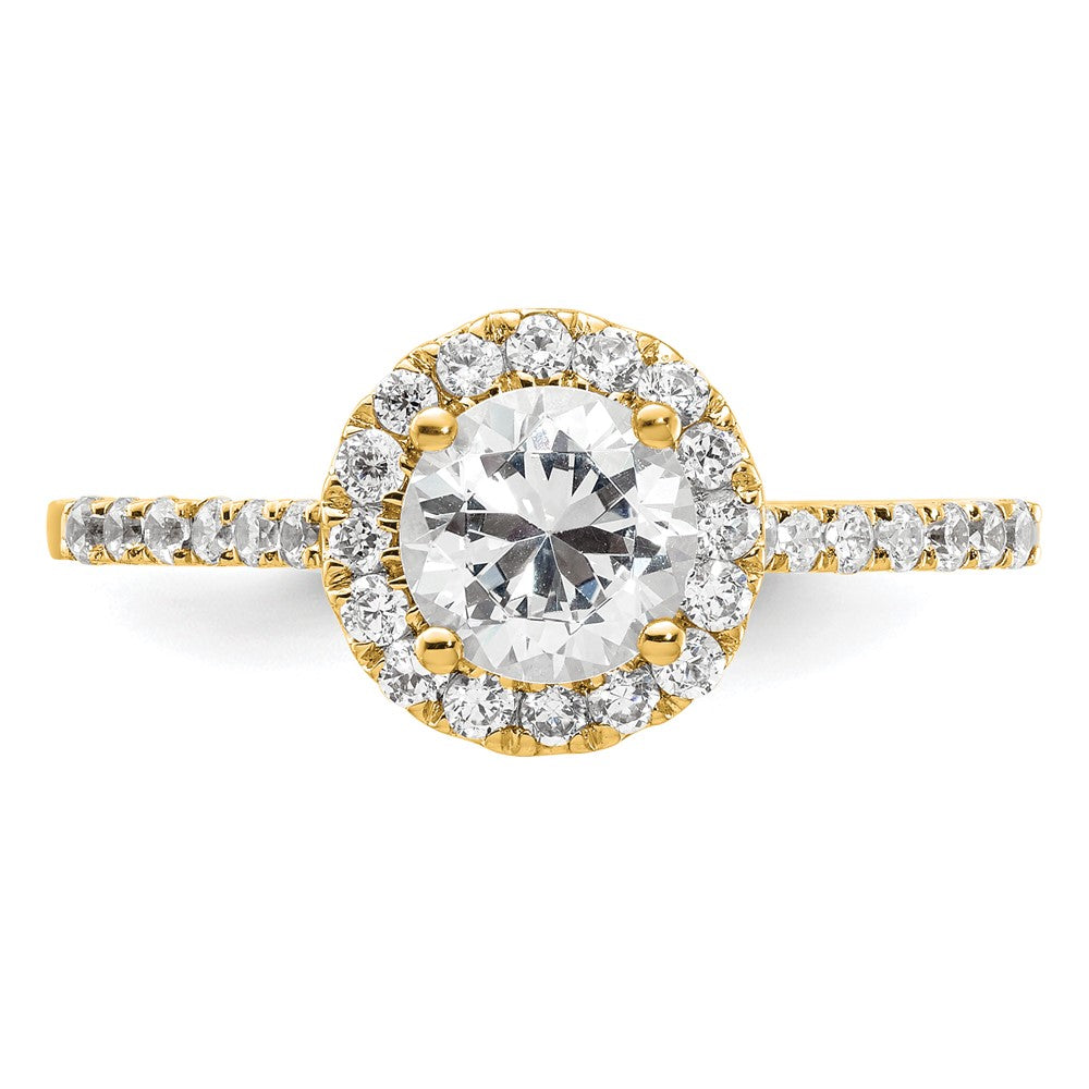14K Gelbgold Verlobungsring mit Halo-Fassung, Semi-Mount, 0,25 ct. Laborgezüchteter Diamant VS/SI+ G+, Mittelstein 0,75 ct