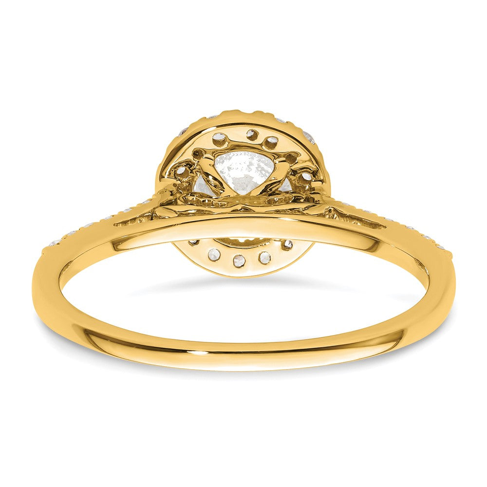 14K Gelbgold Verlobungsring mit Halo-Fassung, Semi-Mount, 0,25 ct. Laborgezüchteter Diamant VS/SI+ G+, Mittelstein 0,75 ct