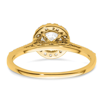 14K Gelbgold Verlobungsring mit Halo-Fassung, Semi-Mount, 0,25 ct. Laborgezüchteter Diamant VS/SI+ G+, Mittelstein 0,75 ct