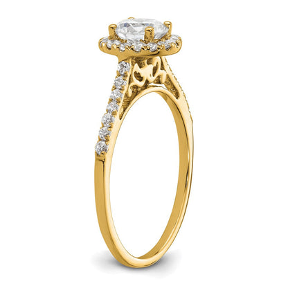 14K Gelbgold Verlobungsring mit Halo-Fassung, Semi-Mount, 0,25 ct. Laborgezüchteter Diamant VS/SI+ G+, Mittelstein 0,75 ct