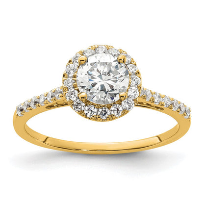 14K Gelbgold Verlobungsring mit Halo-Fassung, Semi-Mount, 0,25 ct. Laborgezüchteter Diamant VS/SI+ G+, Mittelstein 0,75 ct