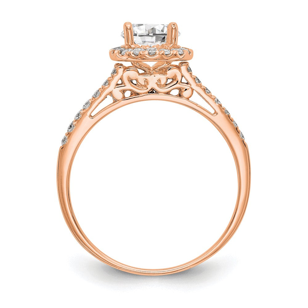 14K Roségold Labor gezüchteter VS/SI+ G+ Diamant Rund Halo Semi-Mount Verlobungsring