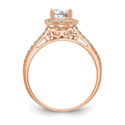14K Roségold Labor gezüchteter VS/SI+ G+ Diamant Rund Halo Semi-Mount Verlobungsring