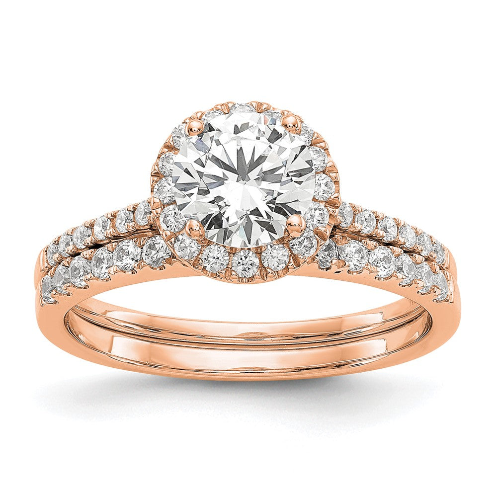 14K Roségold Labor gezüchteter VS/SI+ G+ Diamant Rund Halo Semi-Mount Verlobungsring