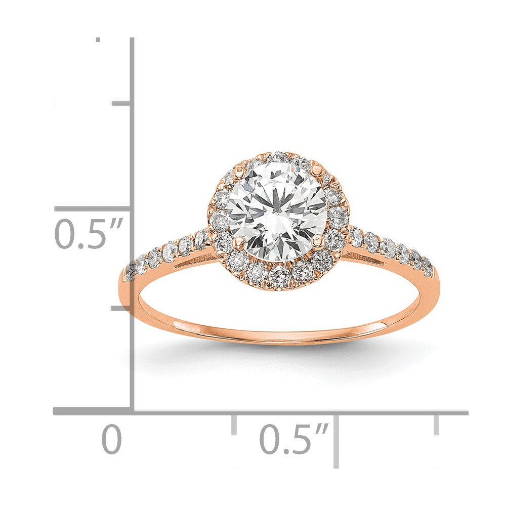 14K Roségold Labor gezüchteter VS/SI+ G+ Diamant Rund Halo Semi-Mount Verlobungsring