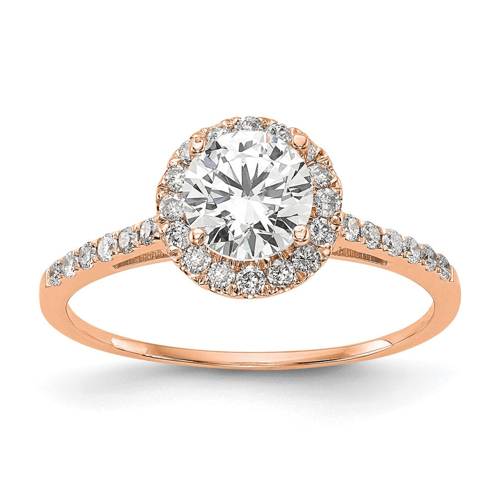 14K Roségold Labor gezüchteter VS/SI+ G+ Diamant Rund Halo Semi-Mount Verlobungsring