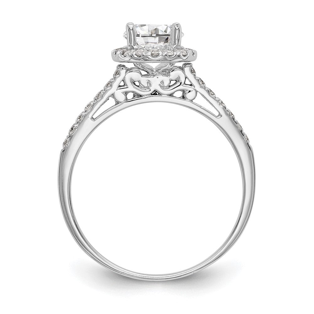 Verlobungsring aus 14K Weißgold mit 0,25 ct. laborgezüchteten Diamanten VS/SI+ G+ und 1 ct. Mittelstein in Halo-Fassung