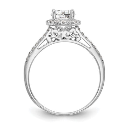 Verlobungsring aus 14K Weißgold mit 0,25 ct. laborgezüchteten Diamanten VS/SI+ G+ und 1 ct. Mittelstein in Halo-Fassung