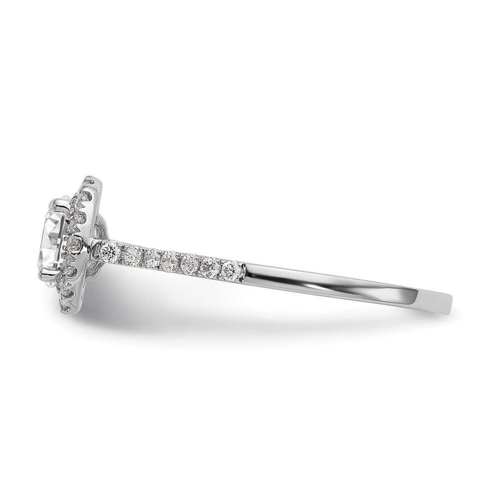 Verlobungsring aus 14K Weißgold mit 0,25 ct. laborgezüchteten Diamanten VS/SI+ G+ und 1 ct. Mittelstein in Halo-Fassung