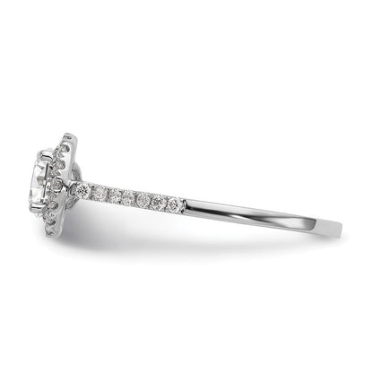 Verlobungsring aus 14K Weißgold mit 0,25 ct. laborgezüchteten Diamanten VS/SI+ G+ und 1 ct. Mittelstein in Halo-Fassung