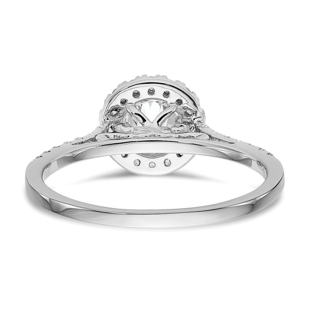 Verlobungsring aus 14K Weißgold mit 0,25 ct. laborgezüchteten Diamanten VS/SI+ G+ und 1 ct. Mittelstein in Halo-Fassung