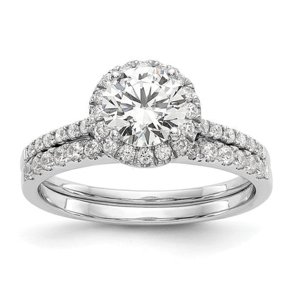 Verlobungsring aus 14K Weißgold mit 0,25 ct. laborgezüchteten Diamanten VS/SI+ G+ und 1 ct. Mittelstein in Halo-Fassung