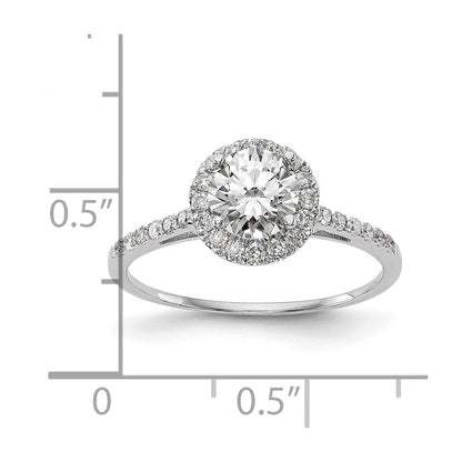 Verlobungsring aus 14K Weißgold mit 0,25 ct. laborgezüchteten Diamanten VS/SI+ G+ und 1 ct. Mittelstein in Halo-Fassung